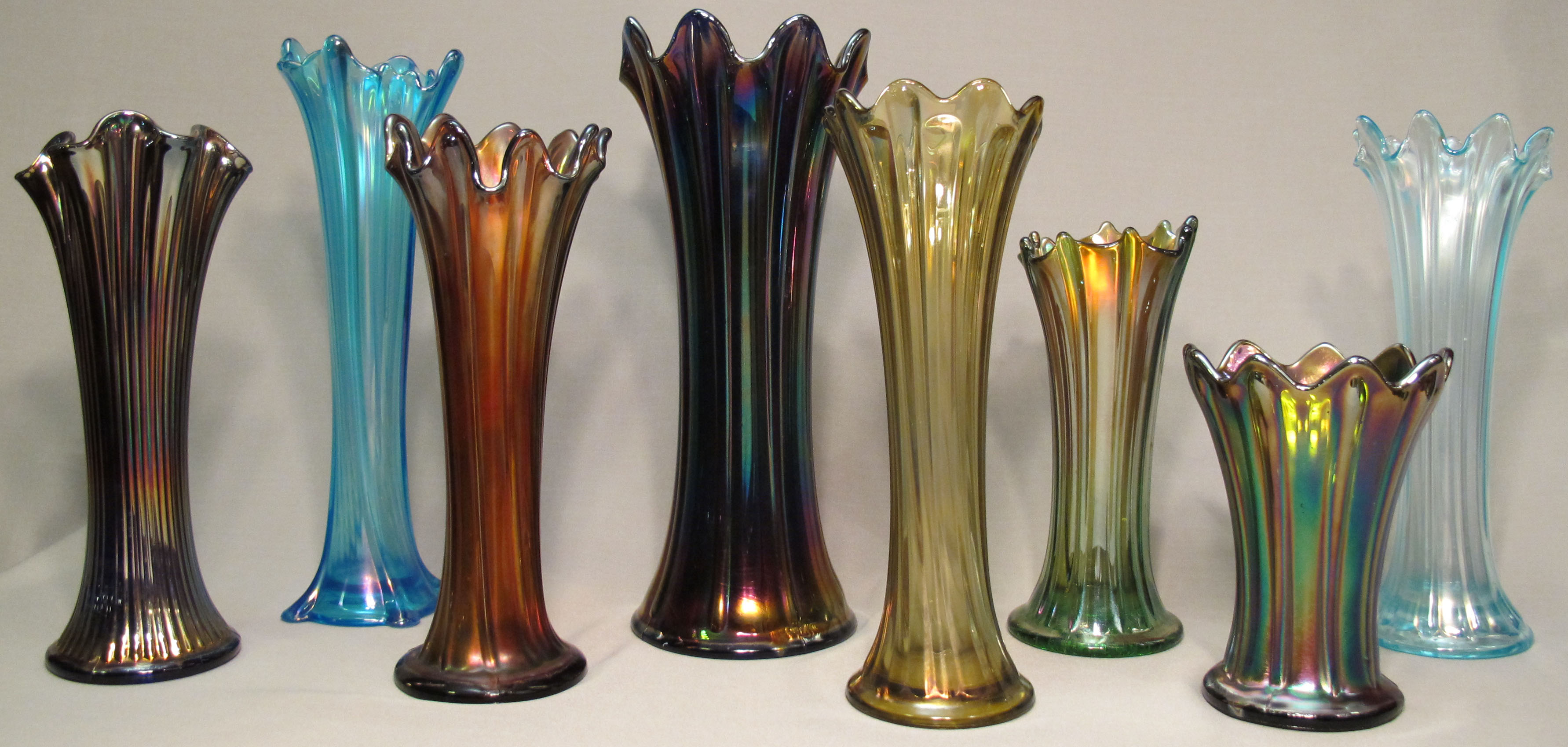 Ribbed and Pillared Vases, Northwood